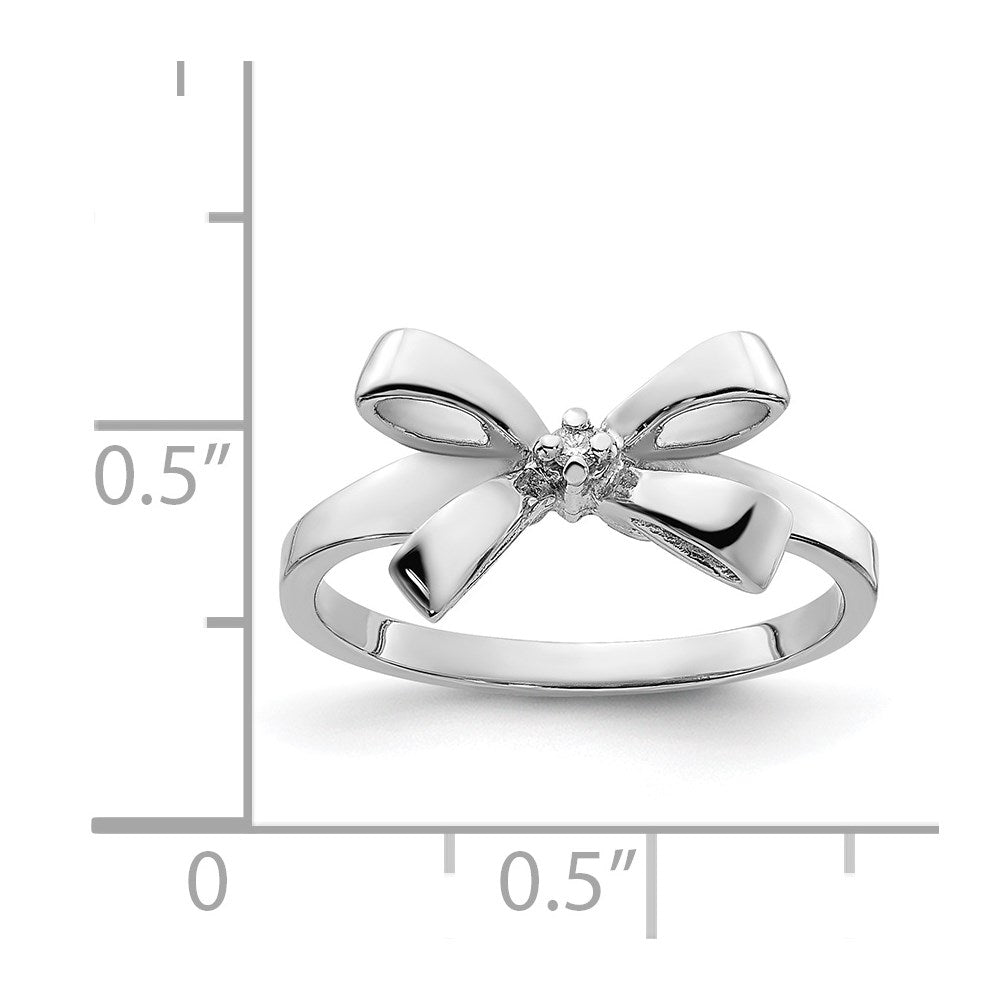 14k White Gold Polished AA Diamond Bow Ring