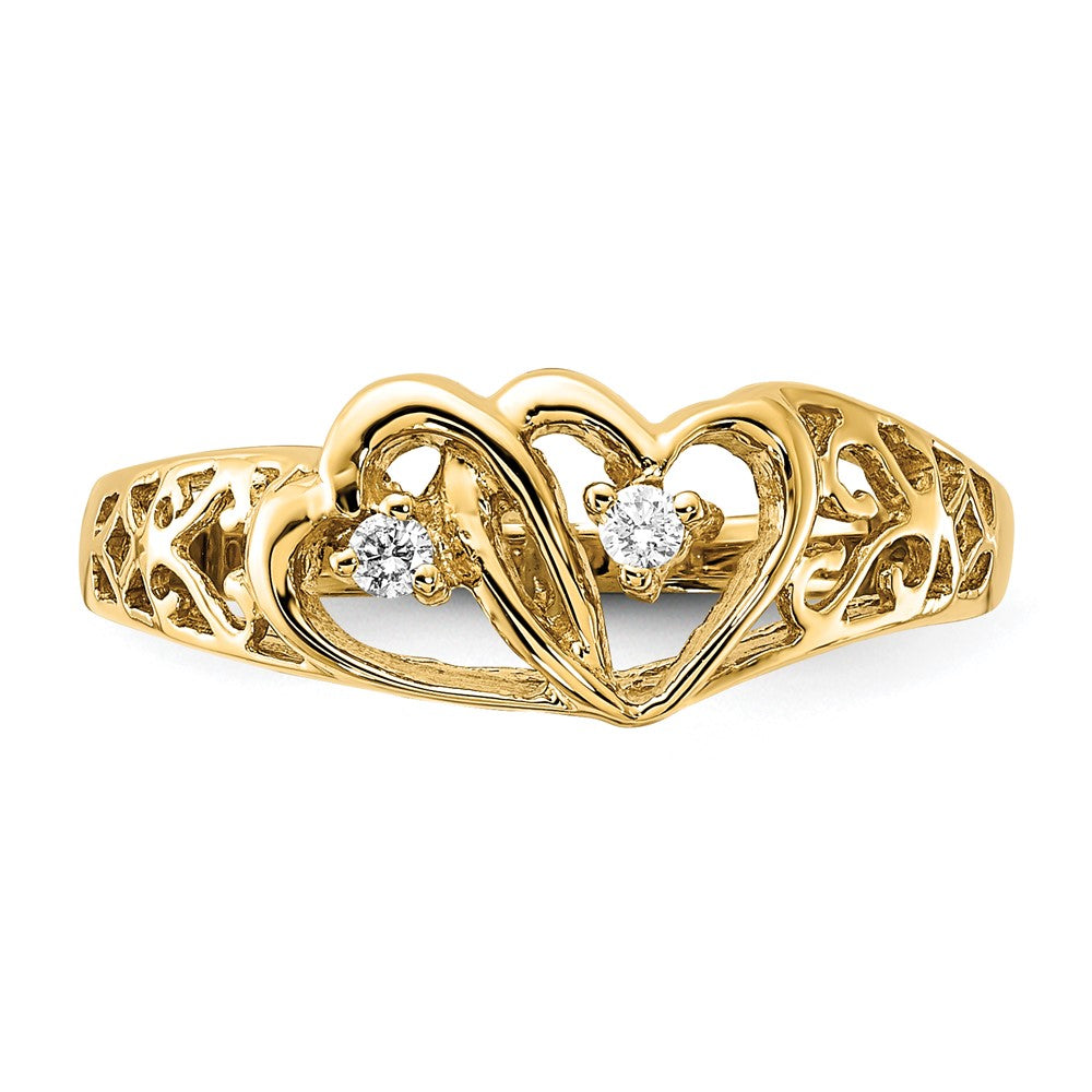 14k AAA Diamond heart ring