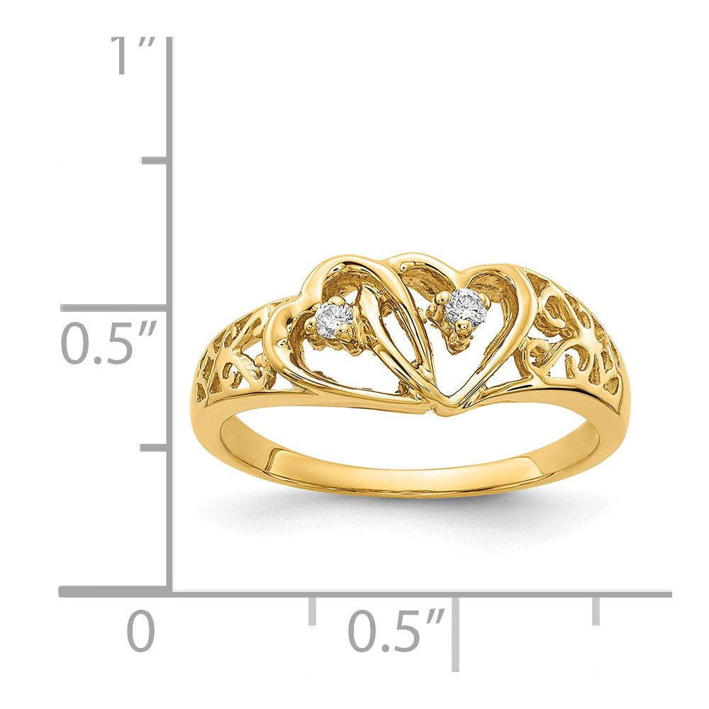 14k AAA Diamond heart ring