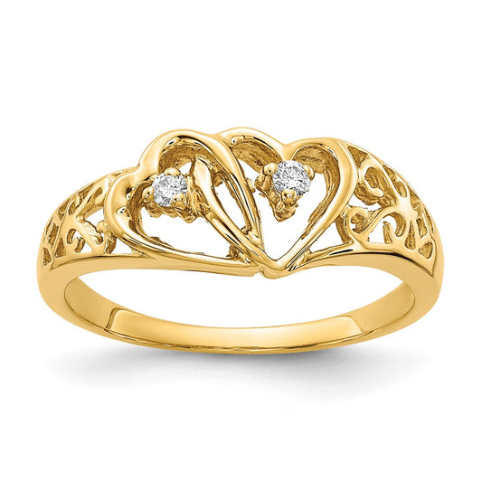 14k AA Diamond heart ring