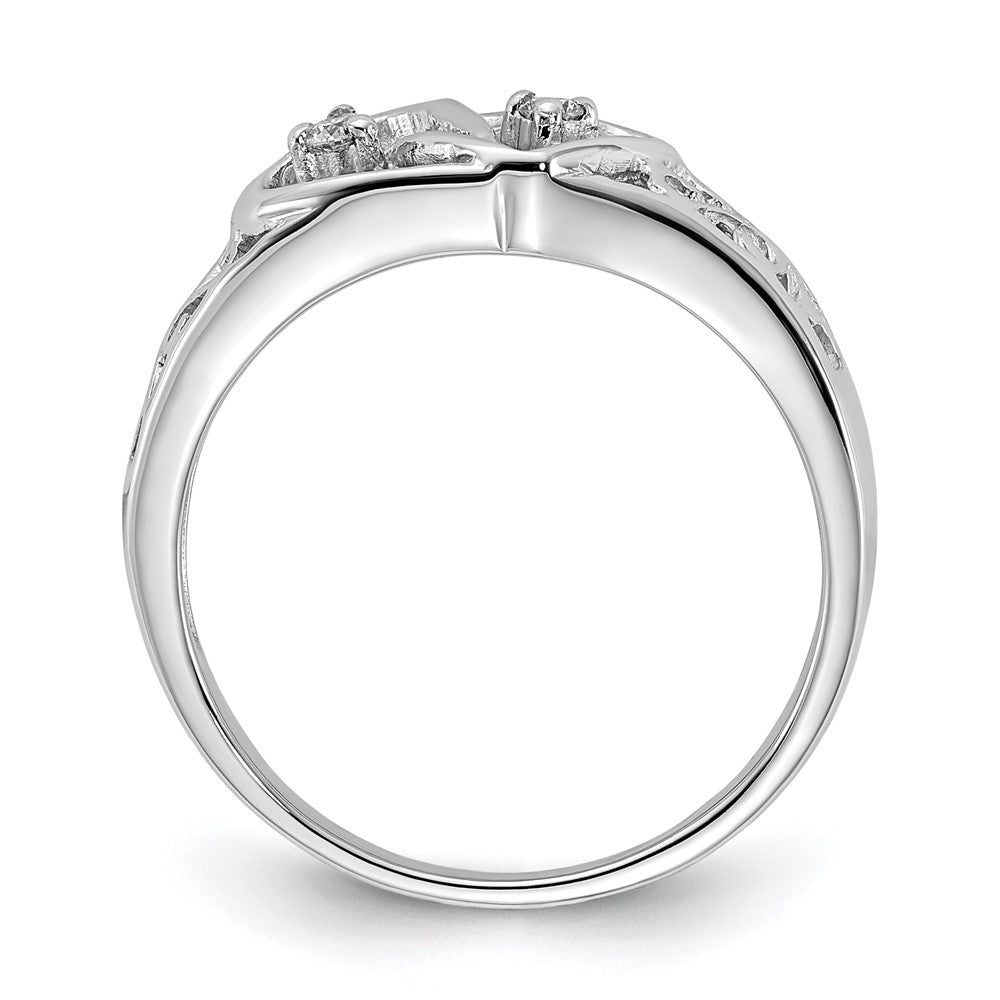 14k White Gold A Diamond heart ring
