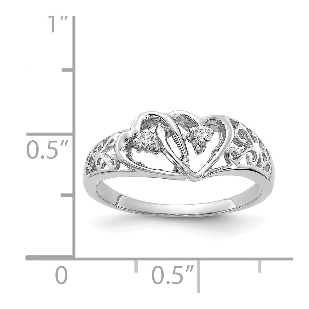 14k White Gold A Diamond heart ring