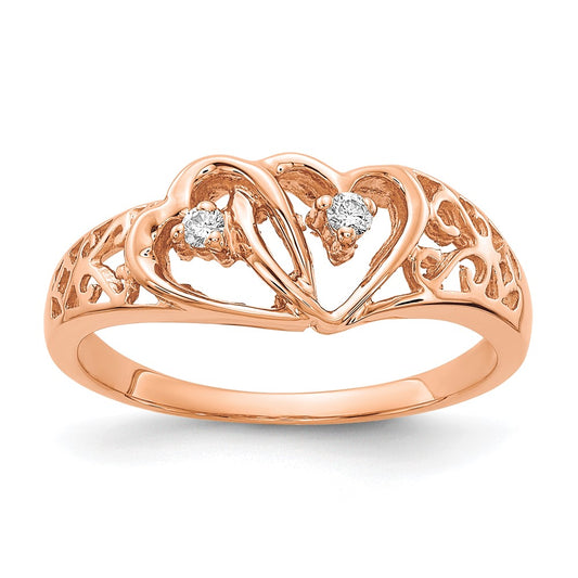 14k Rose Gold VS Diamond heart ring