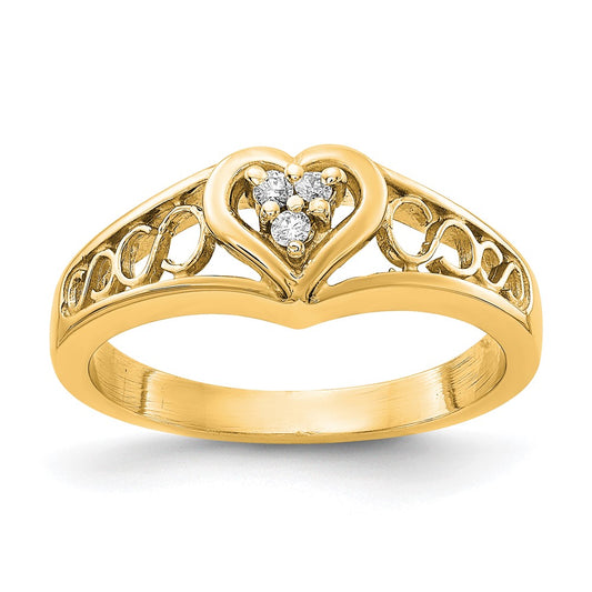 14k AAA Diamond heart ring