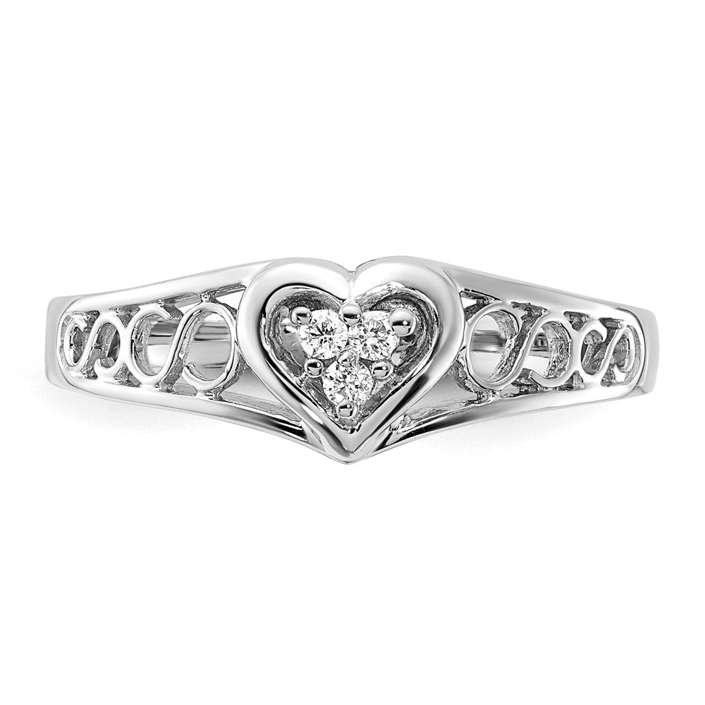 14k White Gold A Diamond heart ring