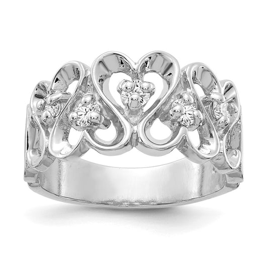 14k White Gold A Diamond heart ring