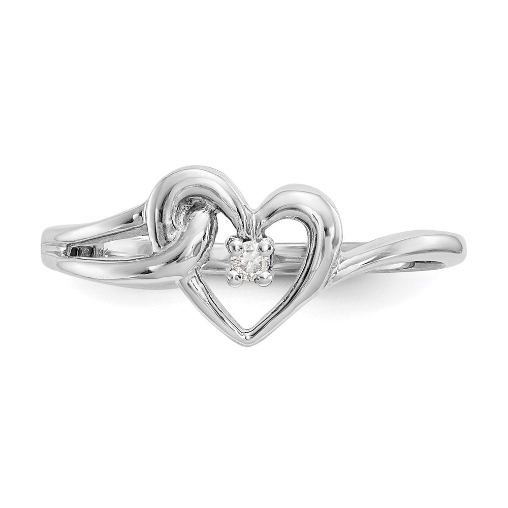 14k White Gold AAA Diamond heart ring