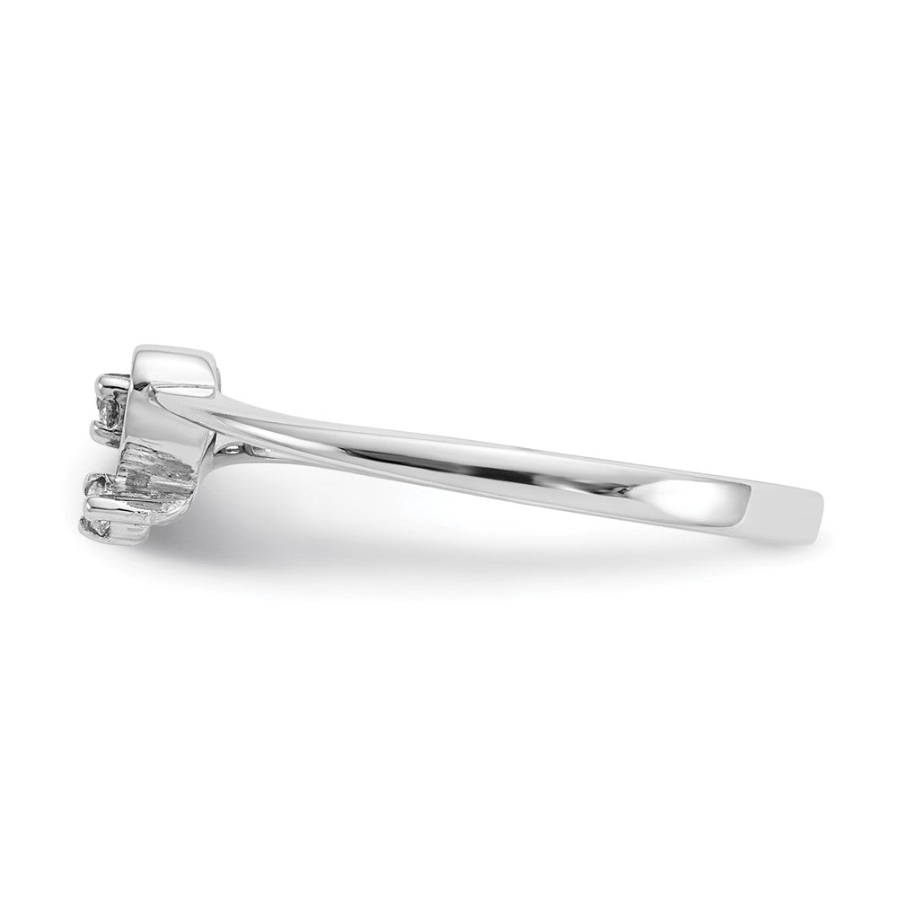 14k White Gold Polished AA Diamond heart ring