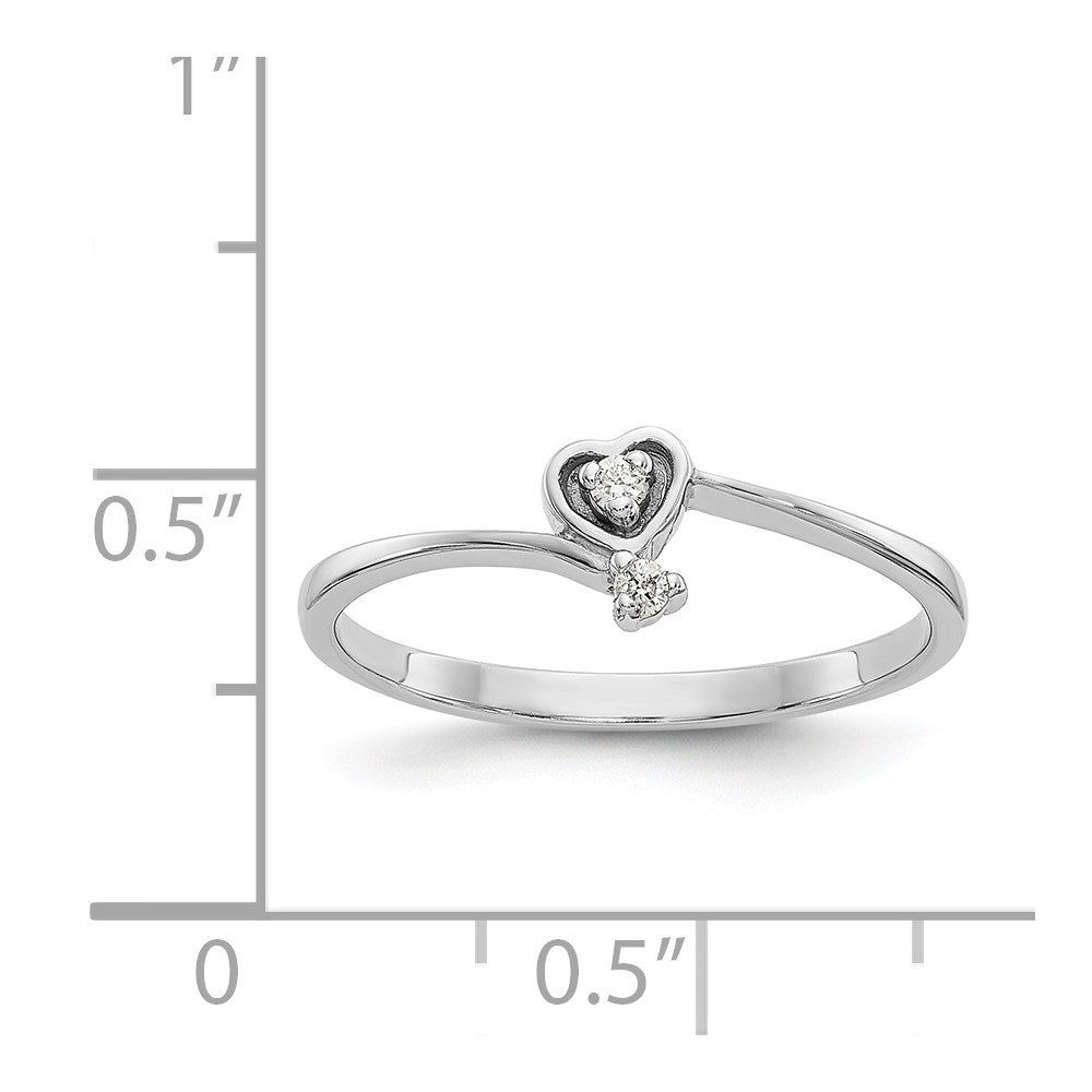 14k White Gold Polished AA Diamond heart ring