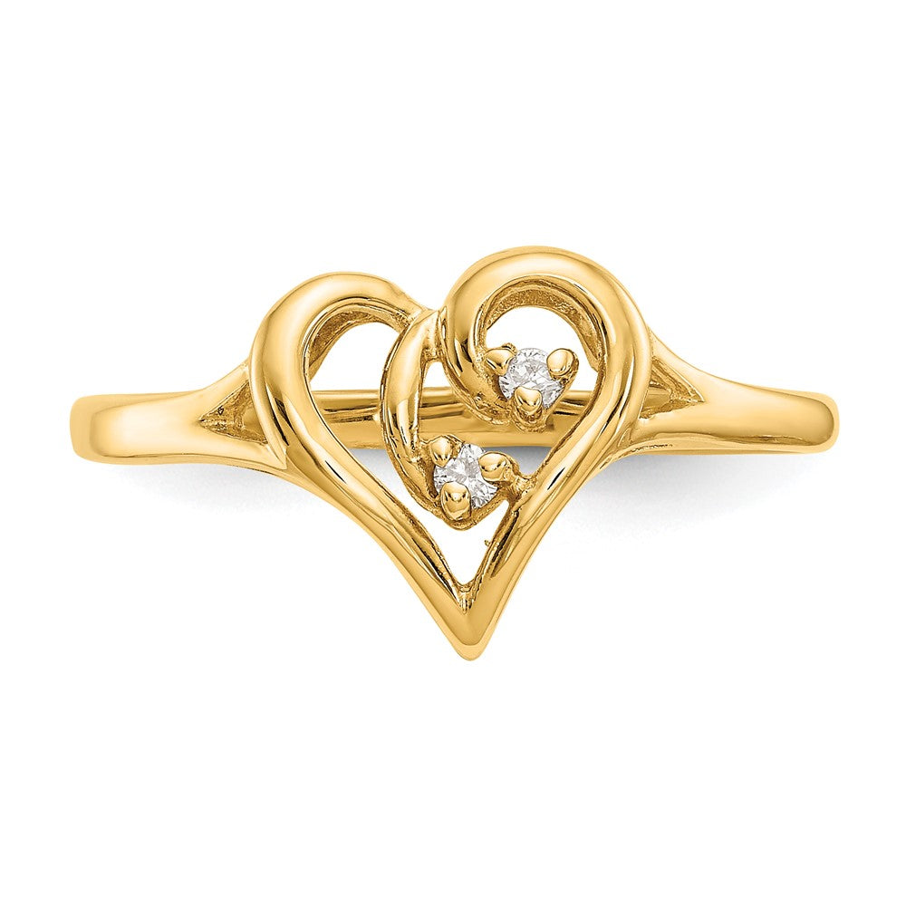 14k A Diamond heart ring