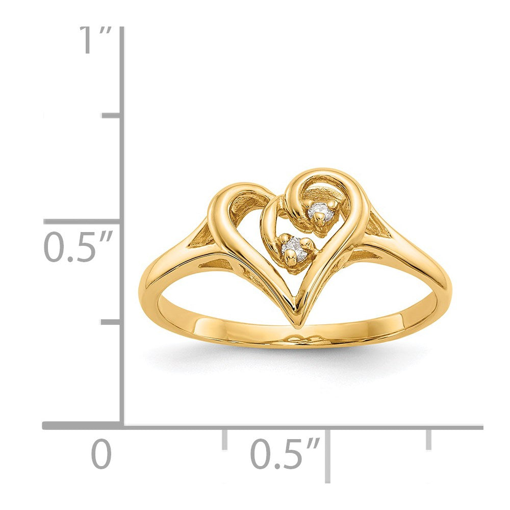 14k AAA Diamond heart ring