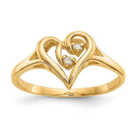 14k AAA Diamond heart ring