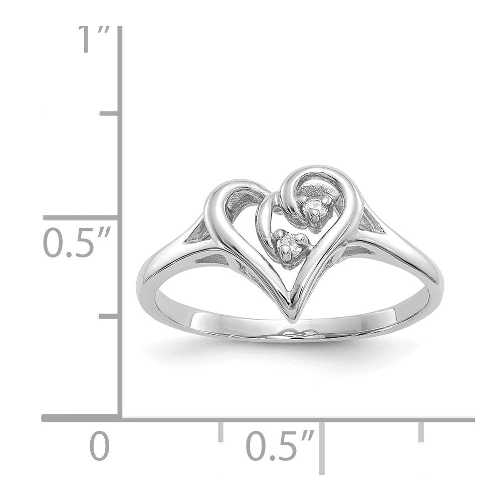 14k White Gold AAA Diamond heart ring