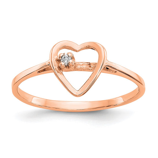 14k Rose Gold VS Diamond heart ring