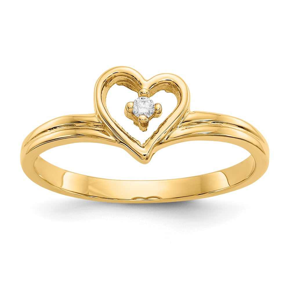 14k Yellow Gold VS Diamond heart ring