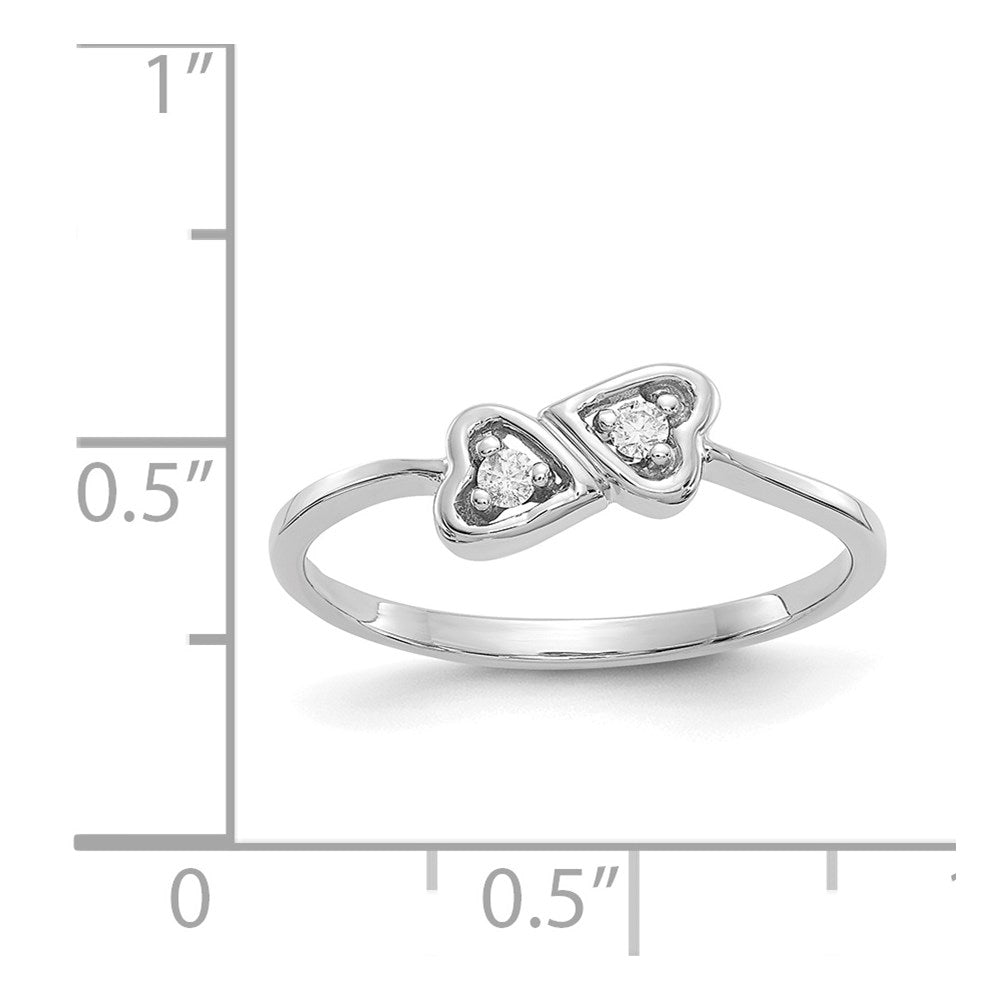 14k White Gold A Diamond heart ring