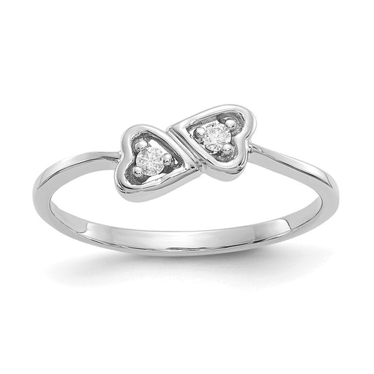 14k White Gold A Diamond heart ring