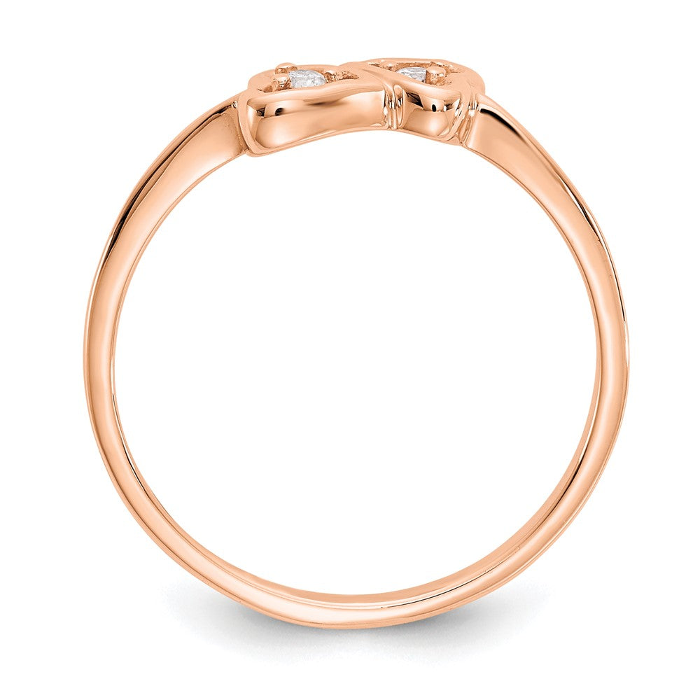 14k Rose Gold A Diamond heart ring