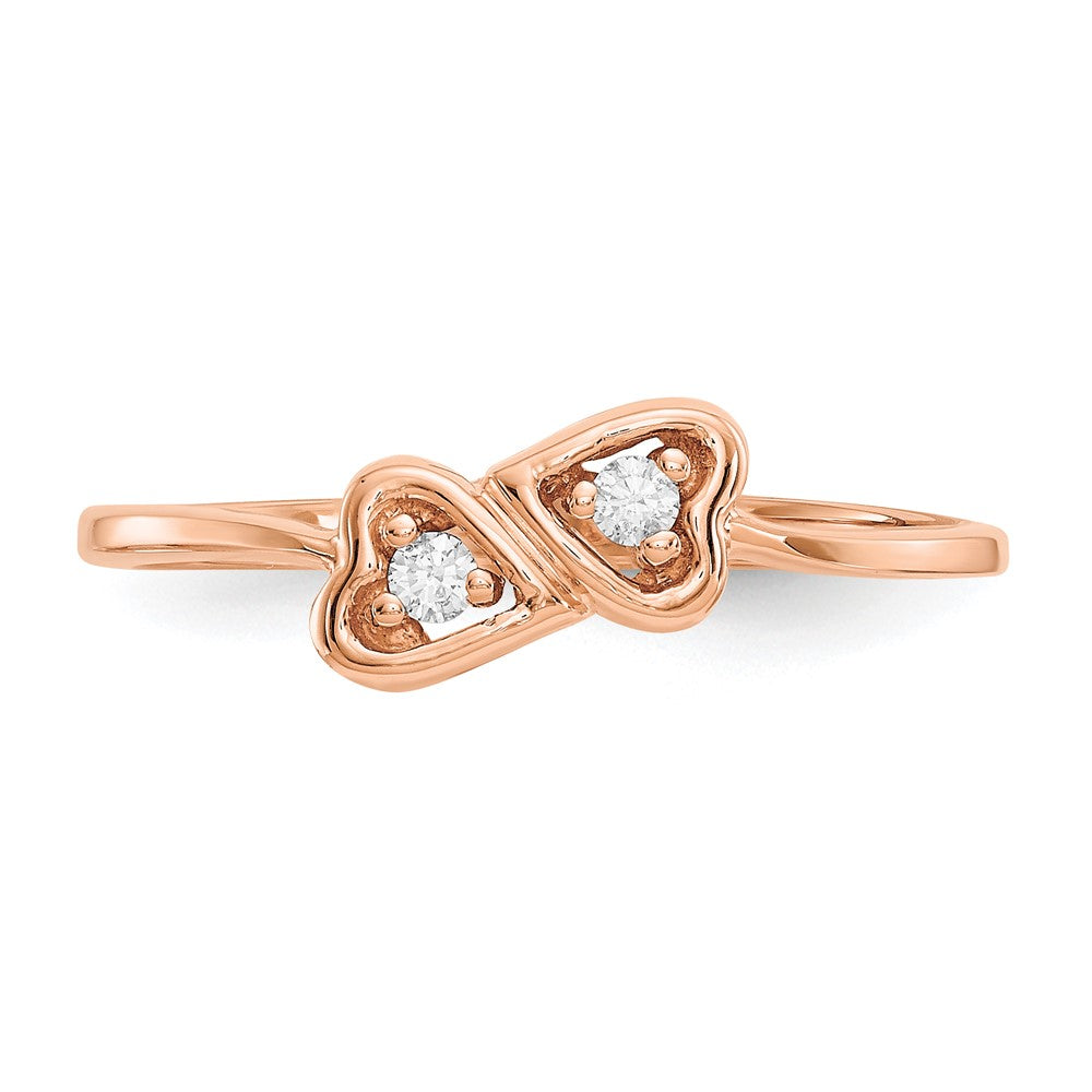 14k Rose Gold A Diamond heart ring