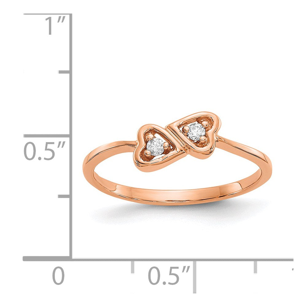 14k Rose Gold A Diamond heart ring