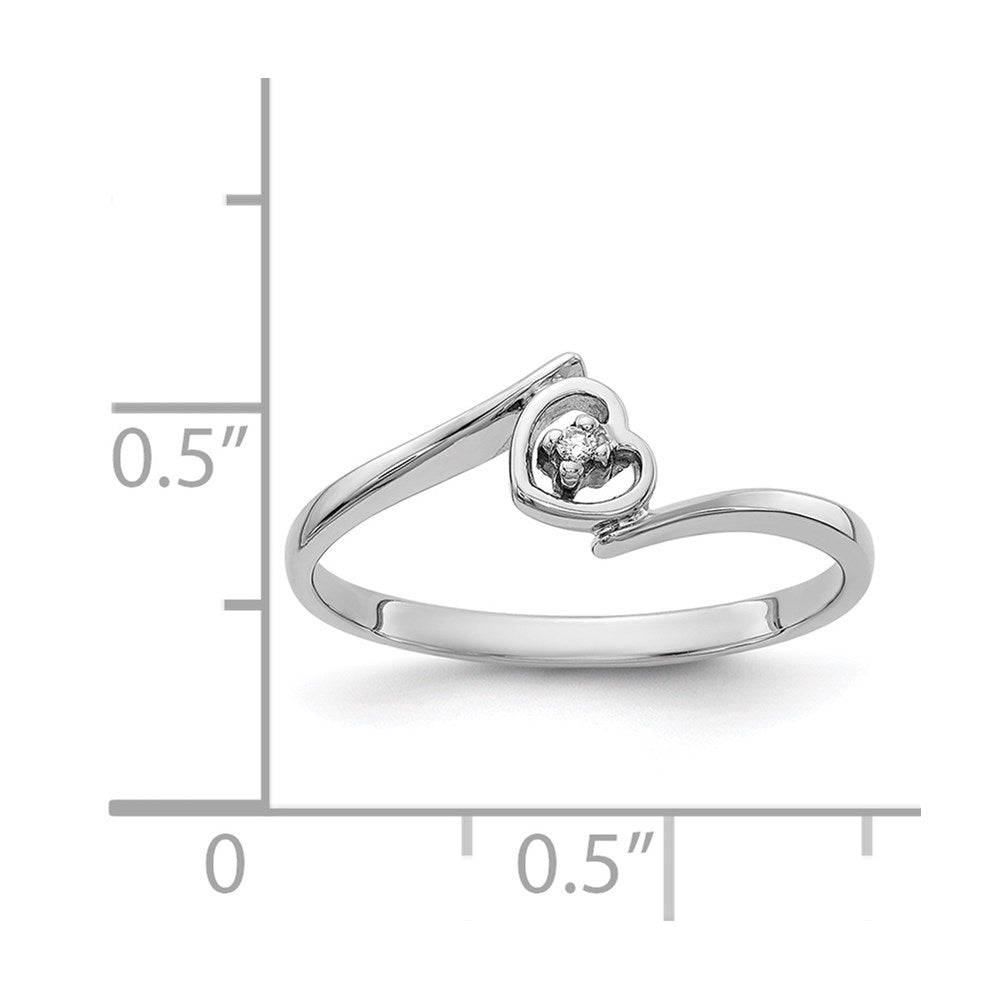 14k White Gold AA Diamond heart ring