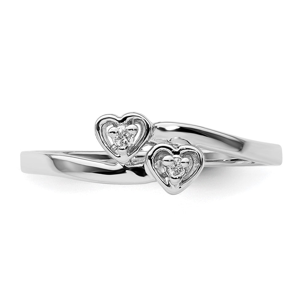 14k White Gold AAA Diamond heart ring