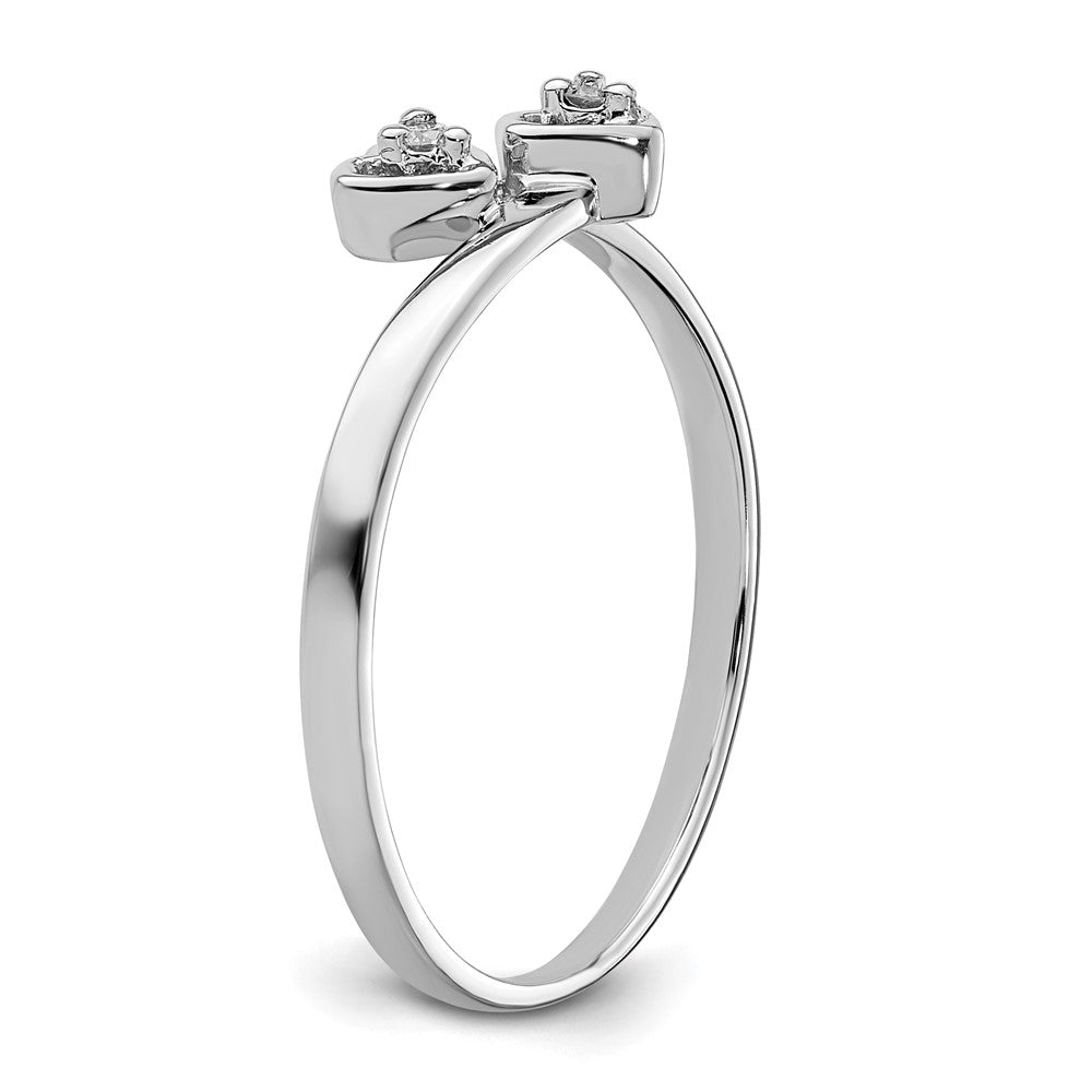 14k White Gold A Diamond heart ring