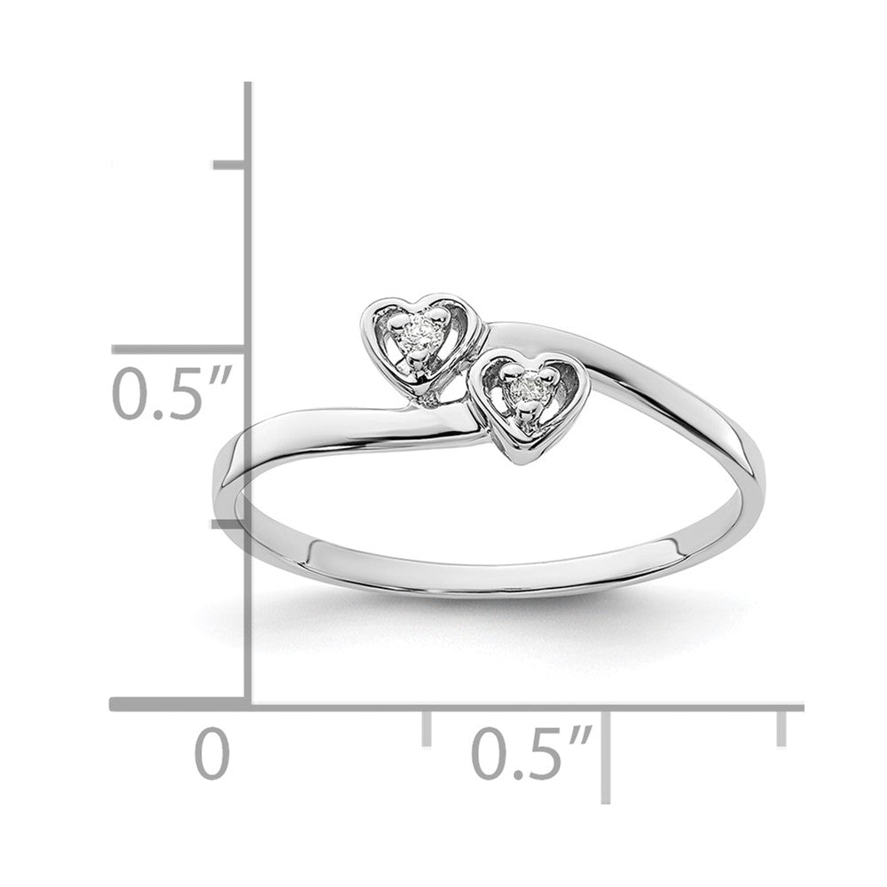 14k White Gold A Diamond heart ring