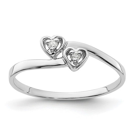 14k White Gold AAA Diamond heart ring