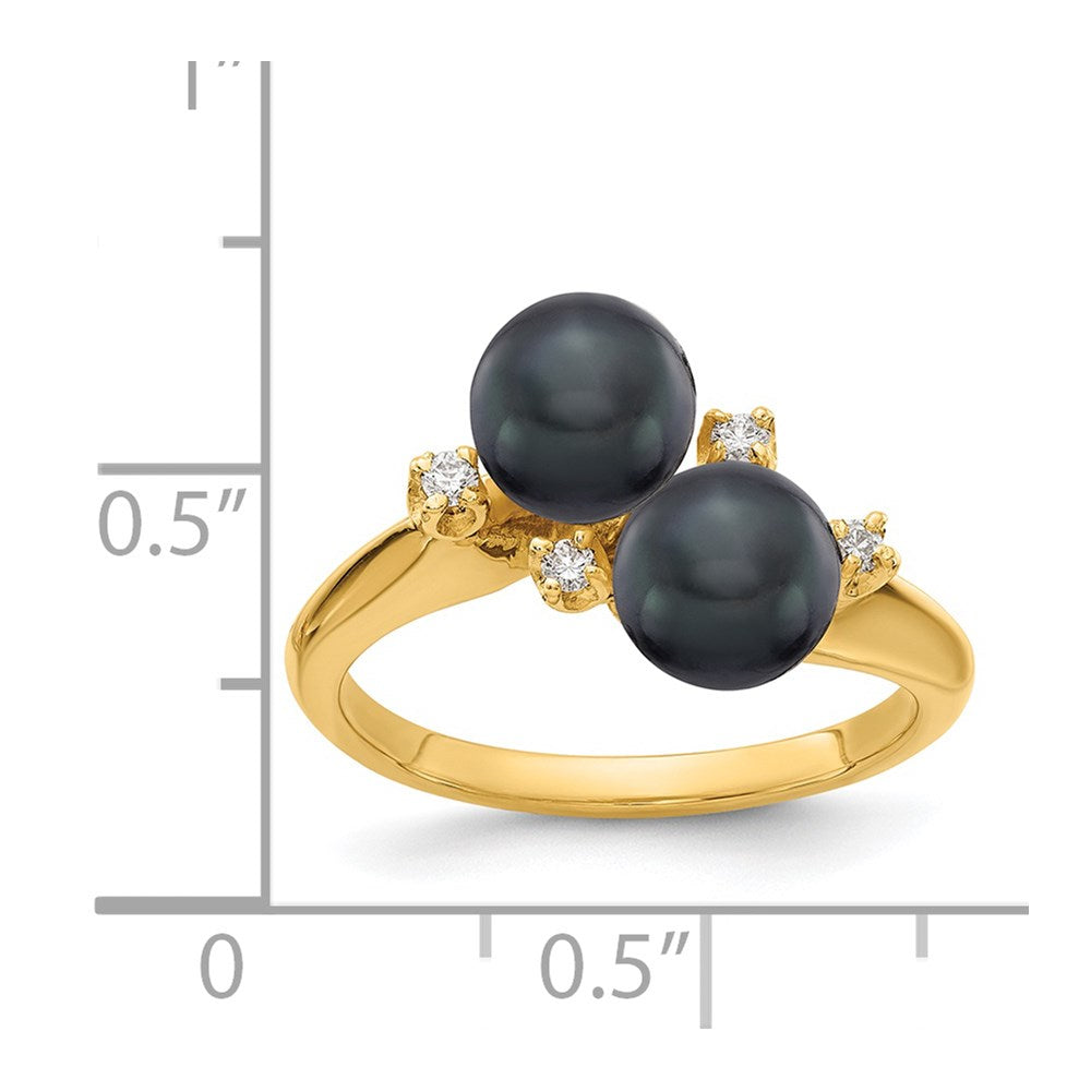 14k 6mm Black FW Cultured Pearl VS Diamond ring