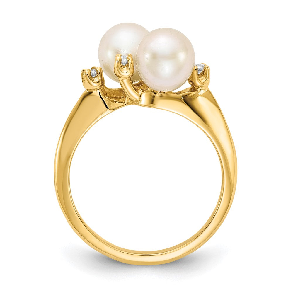 14k 6mm FW Cultured Pearl A Diamond ring