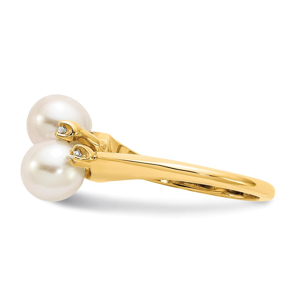 14k 6mm FW Cultured Pearl VS Diamond ring