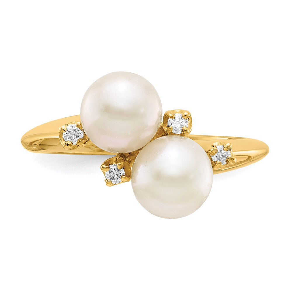 14k 6mm FW Cultured Pearl VS Diamond ring