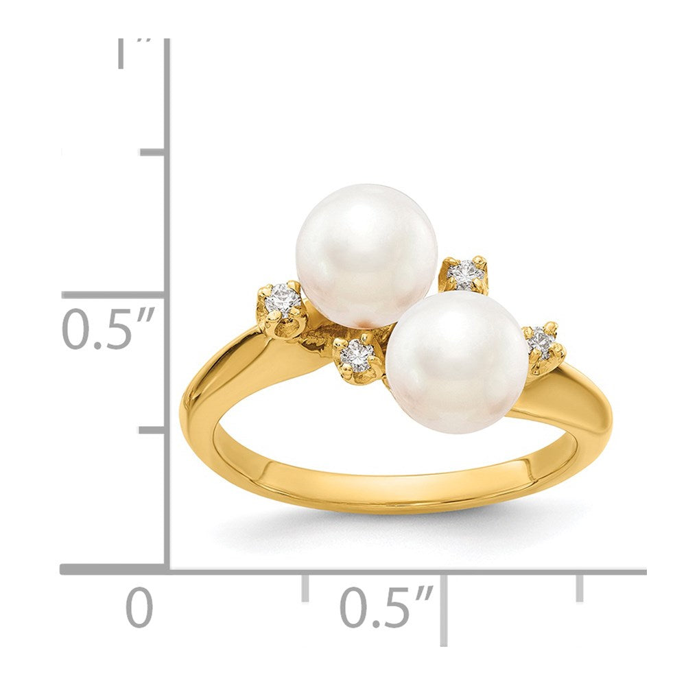 14k 6mm FW Cultured Pearl AAA Diamond ring