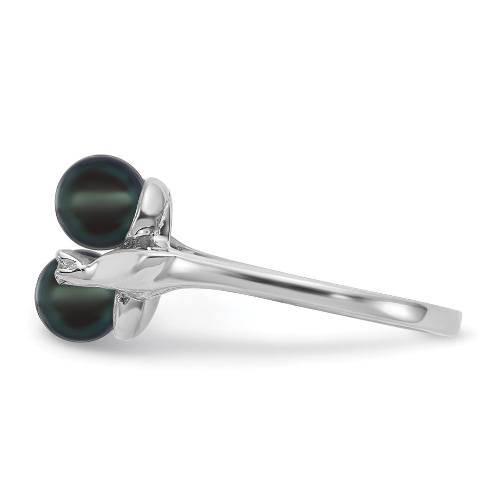 14k White Gold 5mm Black FW Cultured Pearl VS Diamond ring