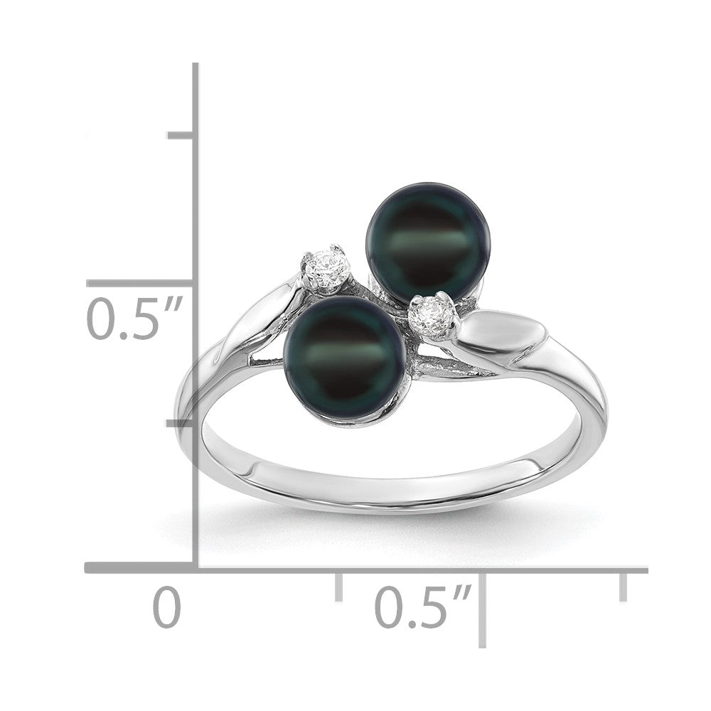14k White Gold 5mm Black FW Cultured Pearl VS Diamond ring