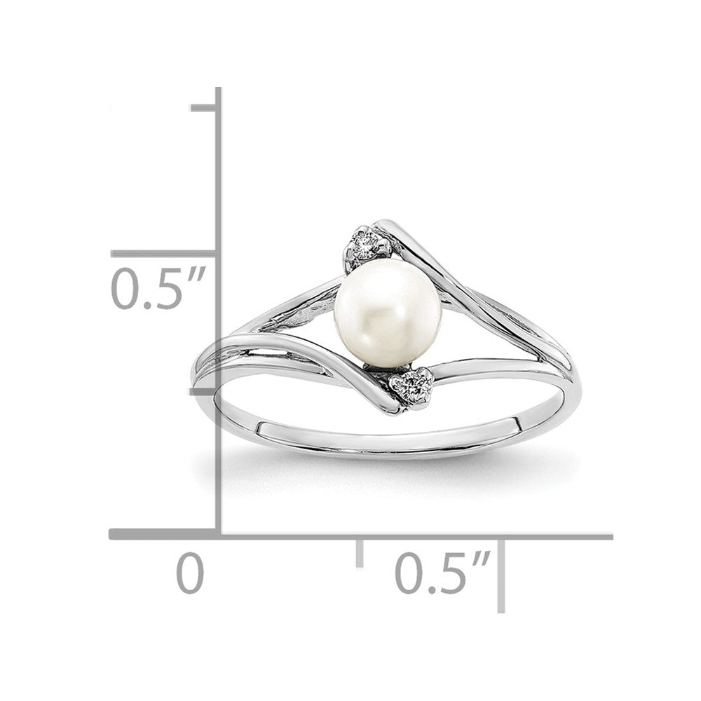 14k White Gold FW Cultured Pearl Diamond FW Cultured Pearl ring