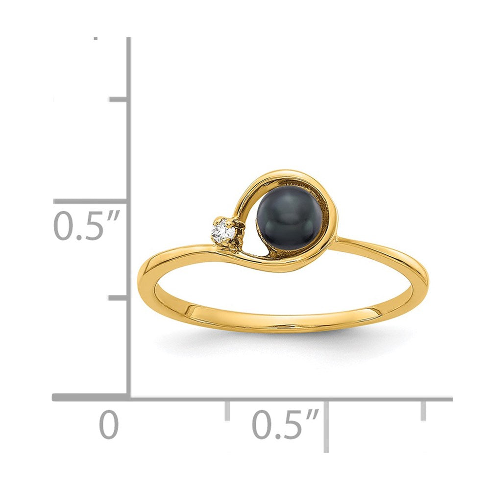 14k 4mm Black FW Cultured Pearl A Diamond ring