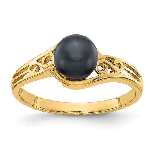 14k 6mm Black FW Cultured Pearl ring