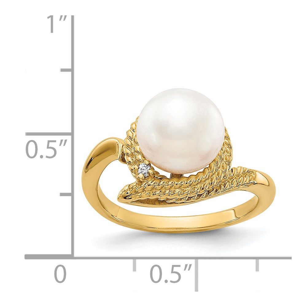 14k 8.5mm FW Cultured Pearl VS Diamond ring