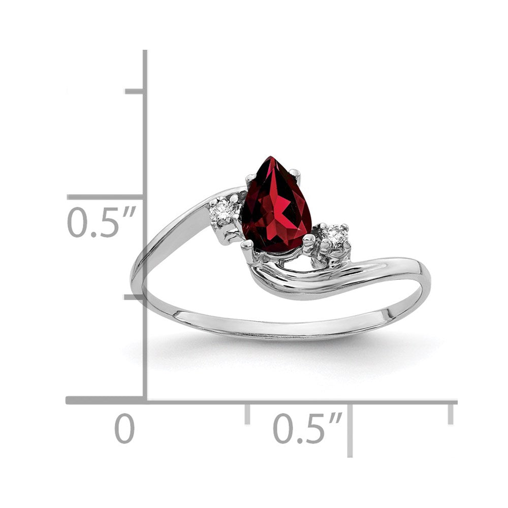 14k White Gold 6x4mm Pear Garnet AAA Diamond ring