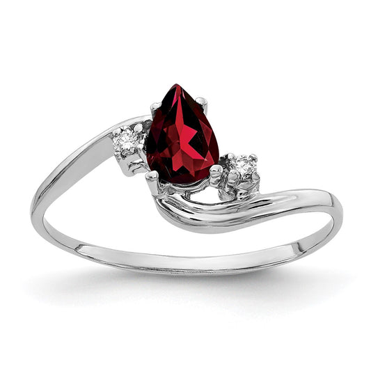14k White Gold 6x4mm Pear Garnet AAA Diamond ring