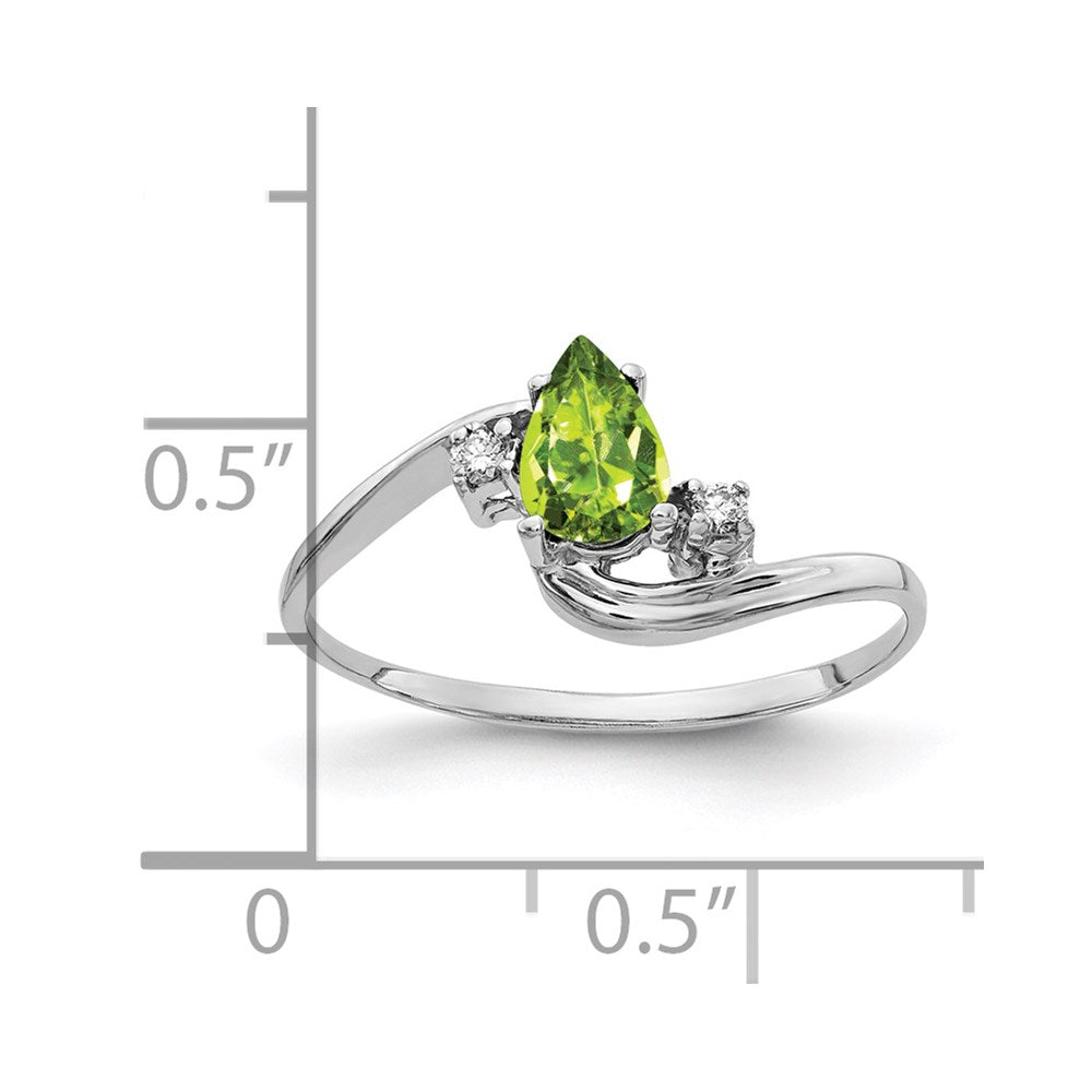 14k White Gold 6x4mm Pear Peridot AAA Diamond ring