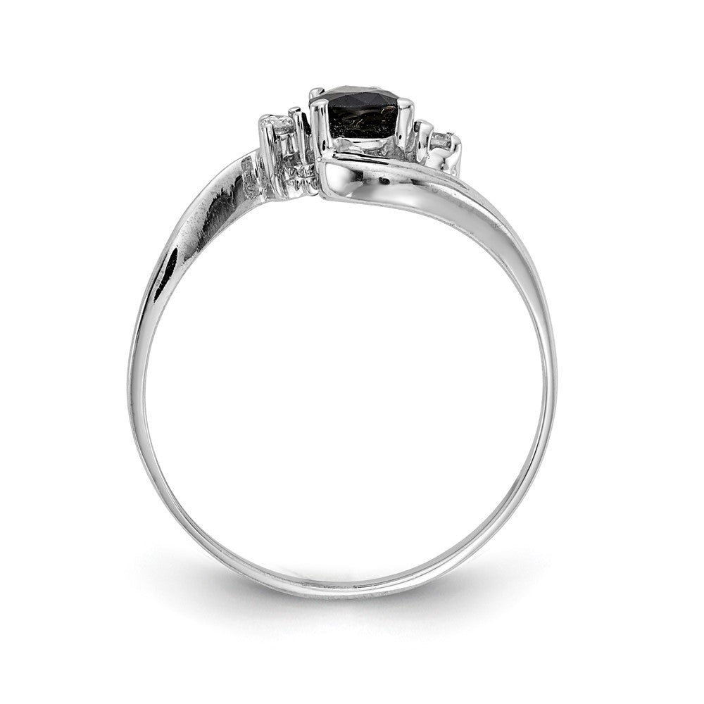 14k White Gold 6x4mm Pear Sapphire AA Diamond ring