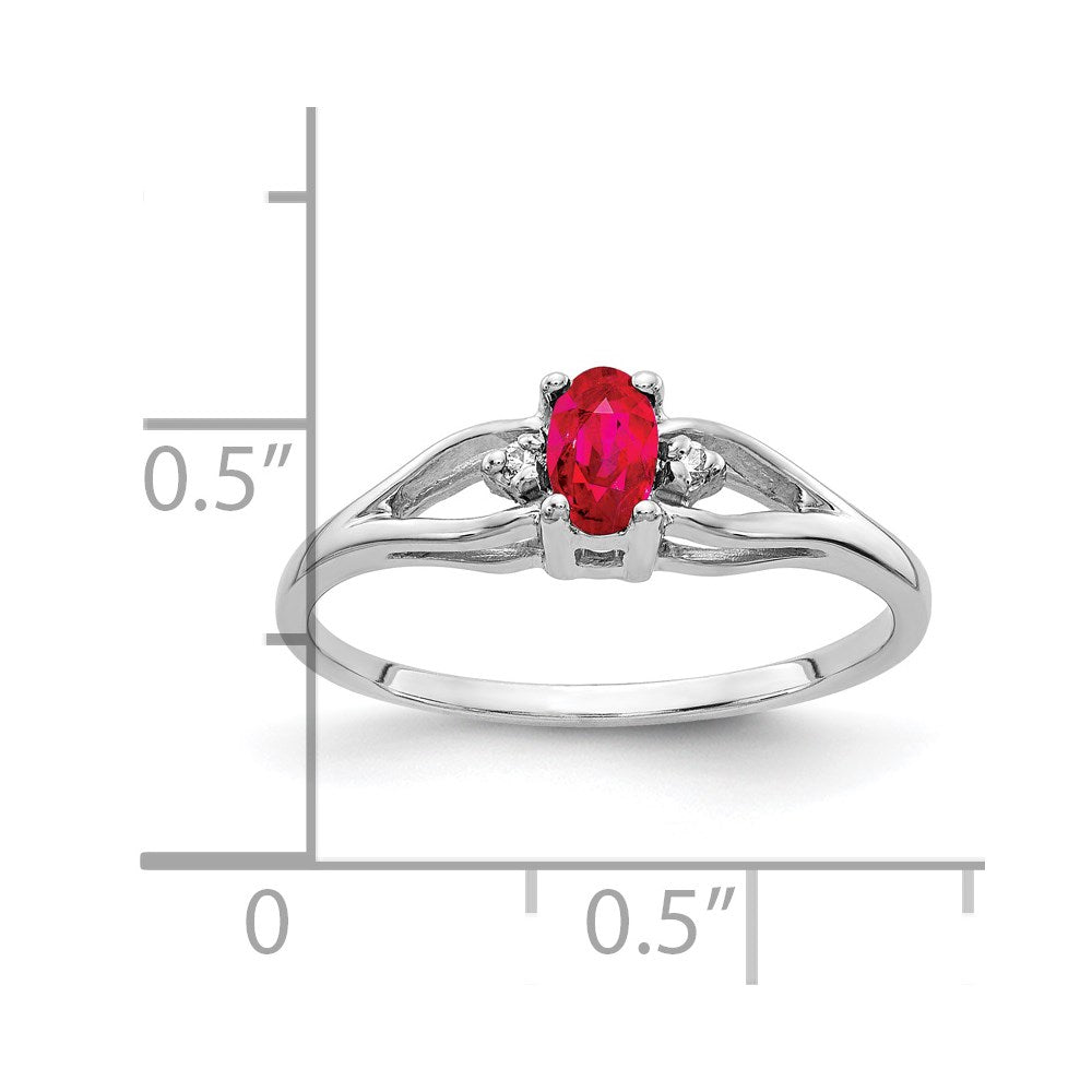 14k White Gold 5x3mm Oval Ruby VS Diamond ring