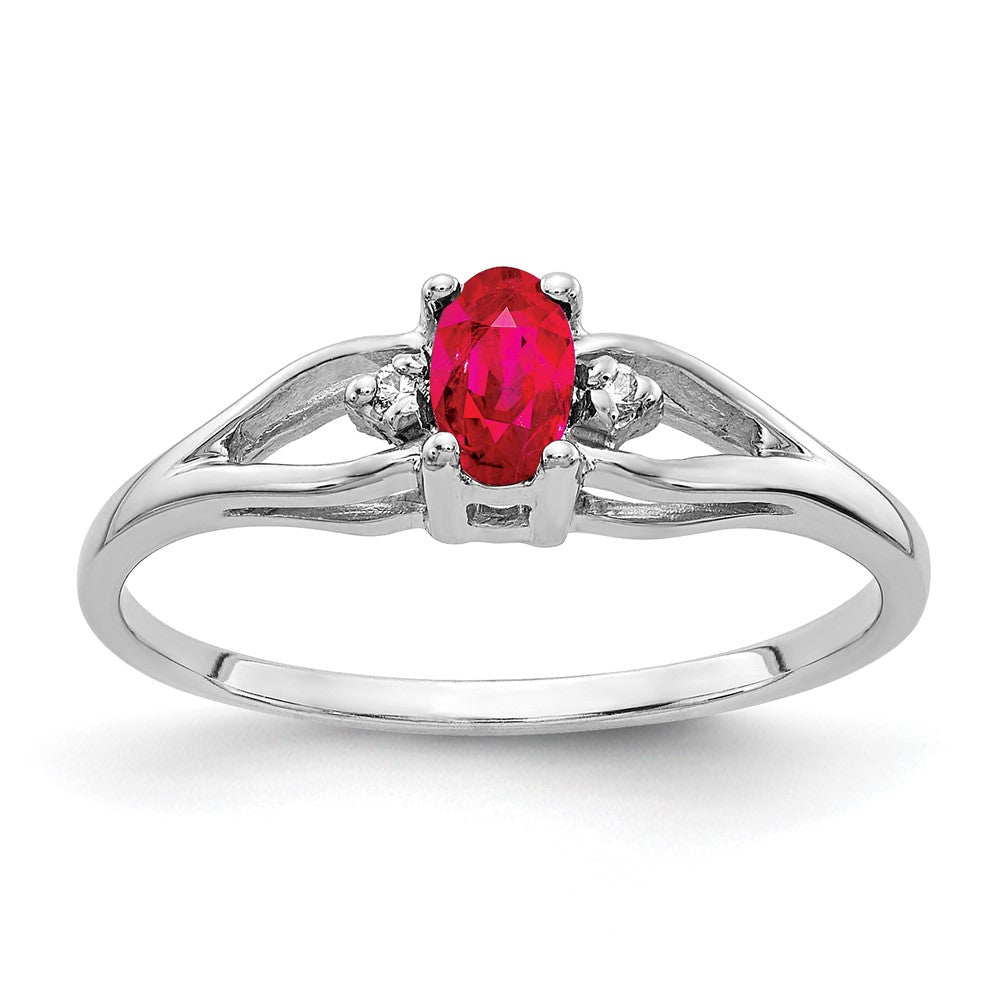 14k White Gold 5x3mm Oval Ruby A Diamond ring