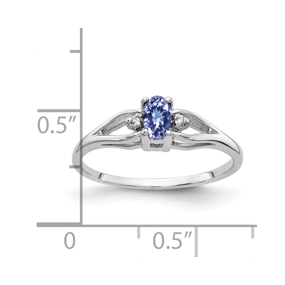 14k White Gold 5x3mm Oval Tanzanite VS Diamond ring