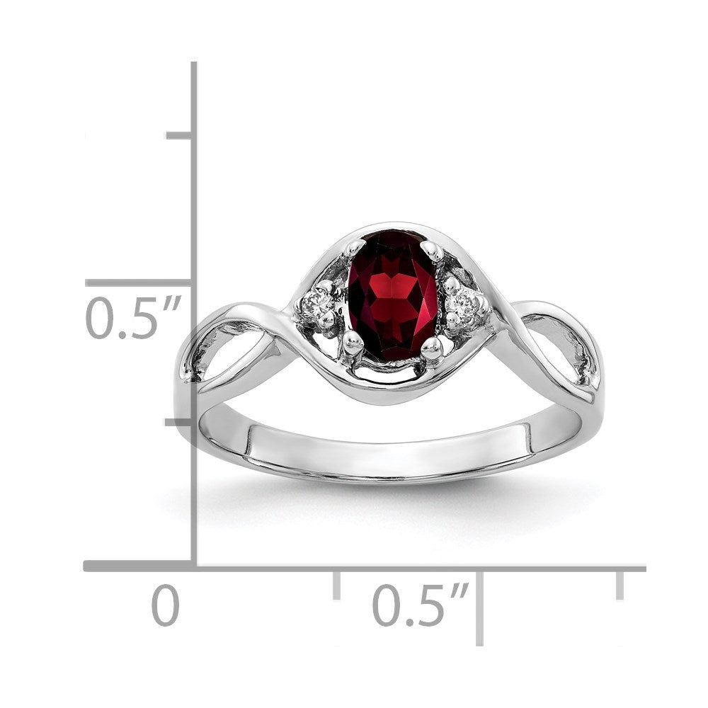 14k White Gold 6x4mm Oval Garnet VS Diamond ring