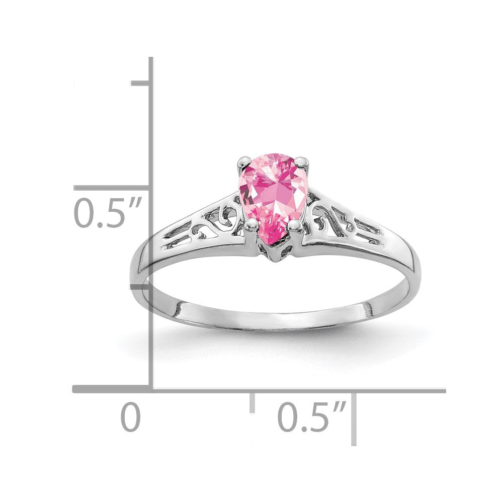 14k White Gold 6x4mm Pear Pink Tourmaline ring