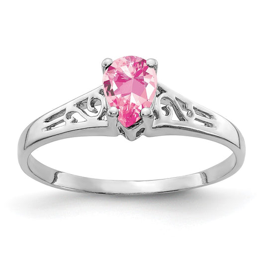 14k White Gold 6x4mm Pear Pink Tourmaline ring